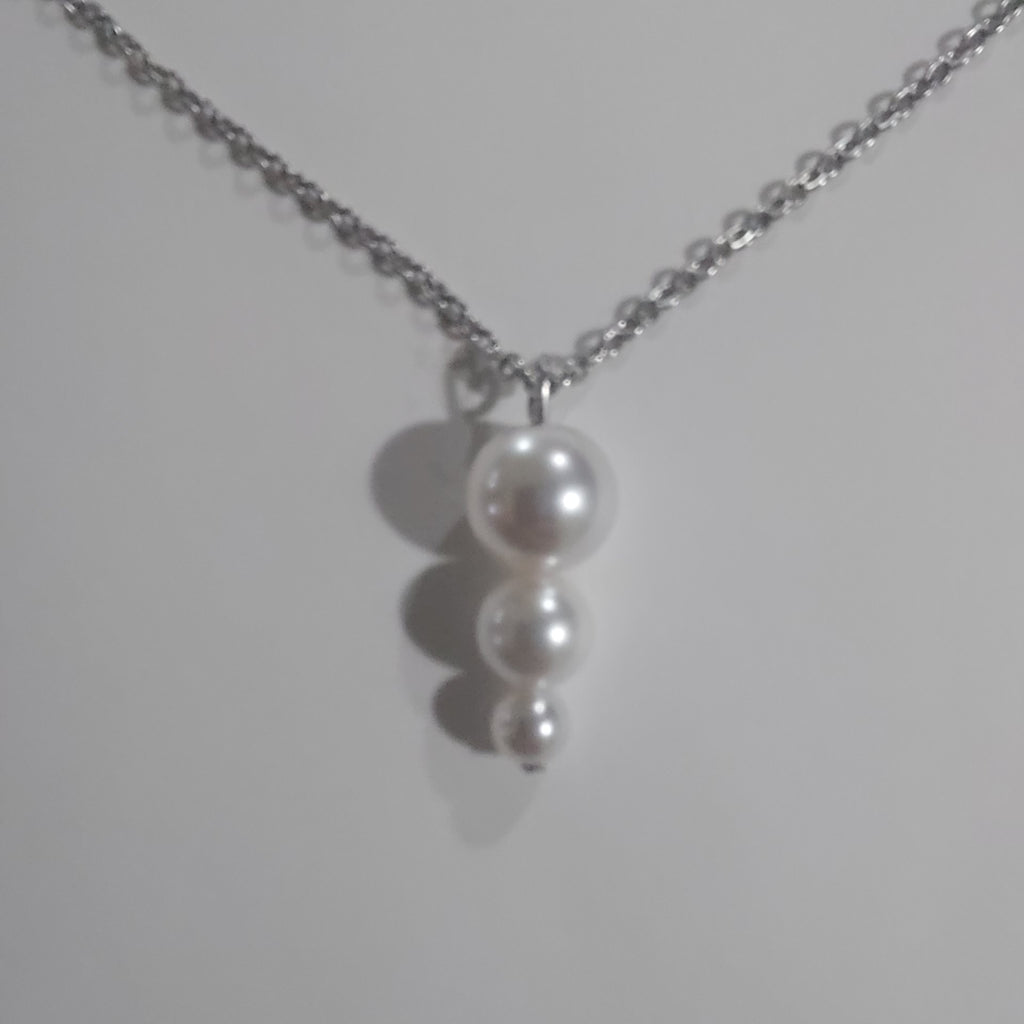 Triple Pearl Drop Necklace – Sterling Silver