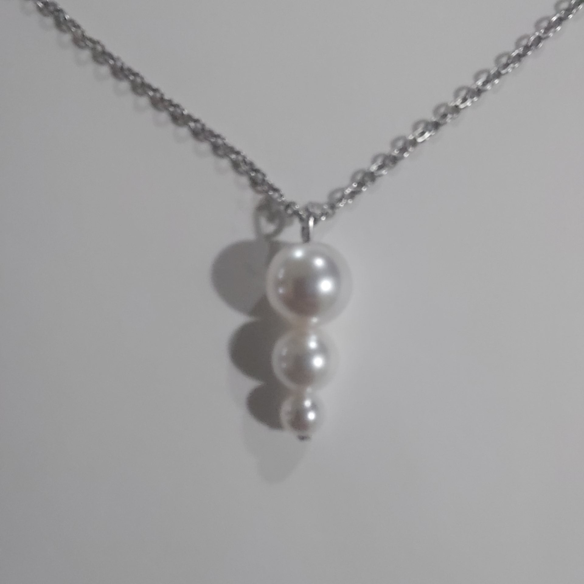 Triple Pearl Drop Necklace – Sterling Silver
