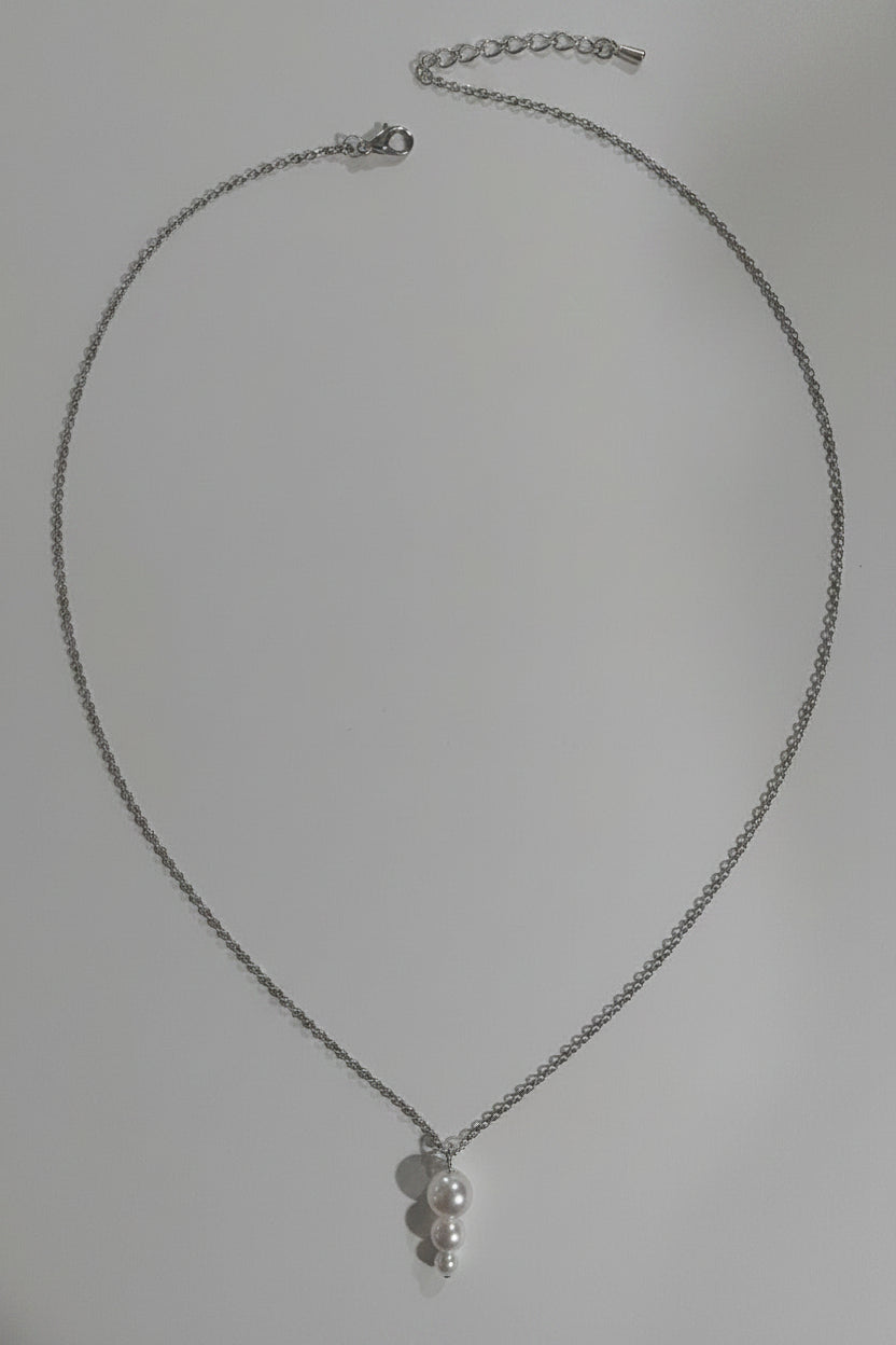 Triple Pearl Drop Necklace – Sterling Silver