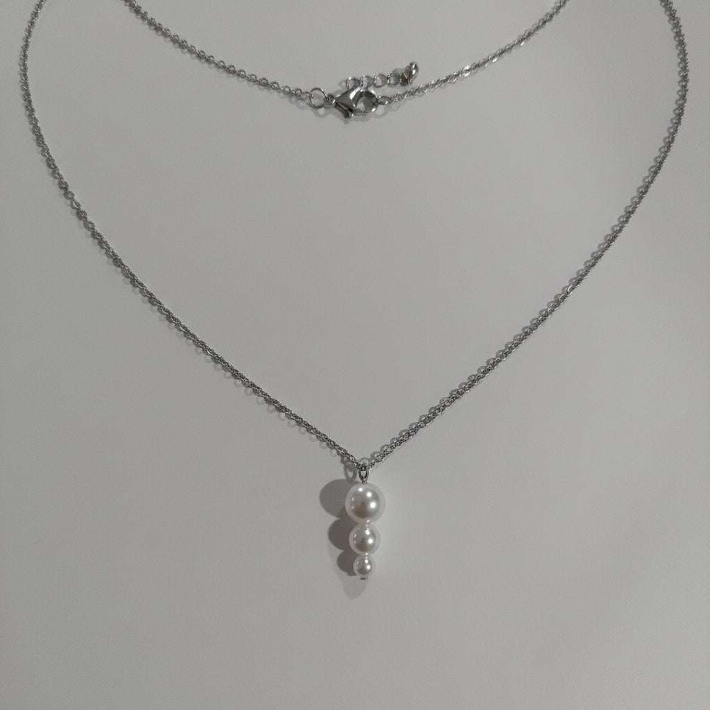 Triple Pearl Drop Necklace – Sterling Silver