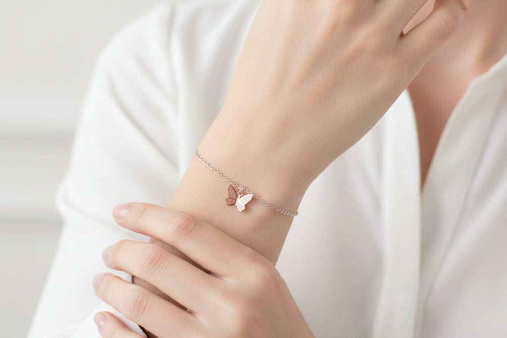 Sterling Silver Butterfly Bracelet Close Up | JIA Jewellery
