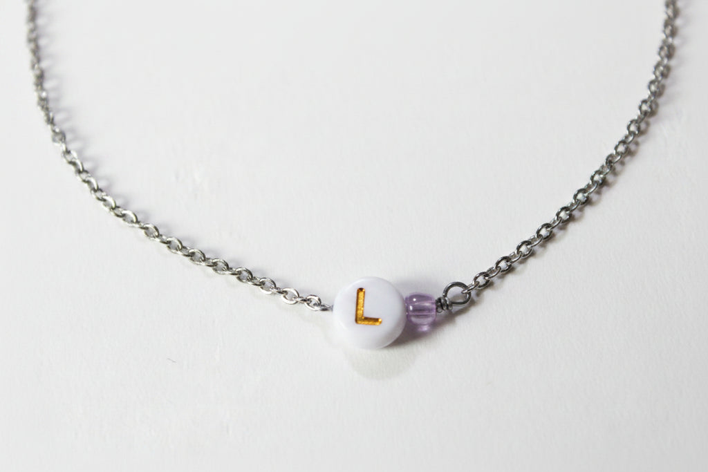 Personalised Sterling Silver Initial Bracelet with Coloured Beads | JIA Jewellery